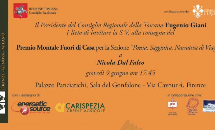 Firenze: Premio Montale fuori di casa 2016 a Nicola Dal Falco